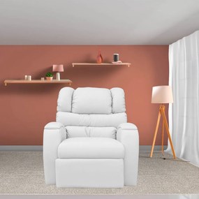 Poltrona do Papai Reclinável Zero Wall com Gatilho Oasis PU Sintético Branco G23 - Gran Belo
