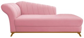 Recamier Vanessa 160cm Lado Direito Suede Rosa Bebê - ADJ Decor