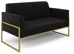 Sofá Namoradeira Base Industrial Alta Dourado Marisa Suede D03 - D'Rossi - Preto