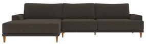 Sofá com Chaise Esquerda 354cm Índico Linho Marrom G52 - Gran Belo