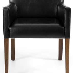 Kit 02 Poltronas Decorativas Sala de Estar Base de Madeira Liverpool PU Sintético Preto G15 - Gran Belo