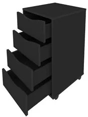 Gaveteiro 4 Gavetas Pés Rodízios Mobile Bit Preto - Artany