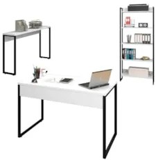 Conjunto Escritório Mesa 120 Aparador e Estante Studio Industrial Z28