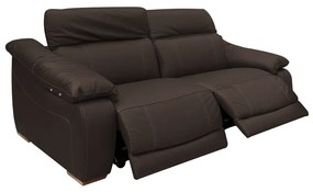Sofá Elétrico Reclinável Sala de Estar Concepción U076 224cm Modulado Botão Touch Couro Marrom G49 - Idea Relax By Natuzzi Group
