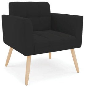 Kit 1 Sofá Namoradeira e 2 Poltronas Elisa Veludo Pés Palito Natural - D'Rossi - Preto