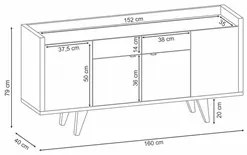 Balcão Buffet Sinfonia com Espelho Adnet 67cm H01 Off White/Cinamomo -