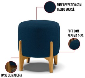 Puff Banqueta Decorativo Base Madeira Stella Bouclê D03 - D'Rossi - Azul
