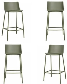 Kit 04 Banquetas Ipanema Alta Verde Aloe Base Aço - 73002 Sun House