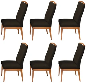 Conjunto 6 Cadeiras Decorativa Lara Veludo Marrom