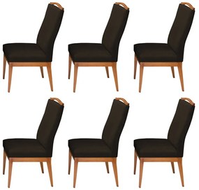 Conjunto 6 Cadeiras Decorativa Lara Veludo Marrom
