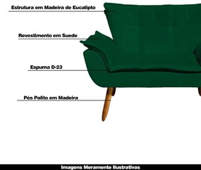 Poltrona Namoradeira Pés Palito Charger Suede Verde G19 - Gran Belo