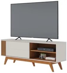 Rack Bancada Para TV 60 Pol 160cm Diana Off White/Freijó C05 - Mpozena