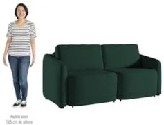 Sofá Cama Casal para Sala 236cm Polska Z08 Veludo Verde - Mpozenato