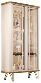 Cristaleira de Vidro com Espelho e LED Lucie Off White/Cinamomo H01 - D'Rossi
