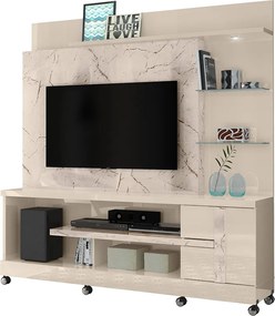 Estante de TV 55 Pol 182cm com Rodízio para Sala Elaris Calacata/Off White M20 - D'Rossi