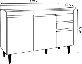 Balcão de Cozinha para Pia Pursat MDP/BP Branco G96 - Gran Belo