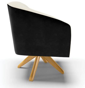 Poltrona Decorativa Giratória MA30 Stella Preto/Linho Bege D03 - D'Rossi