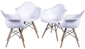 Kit 4 Cadeiras Eames com Braco Base em Madeira Branca - 64678 Sun House