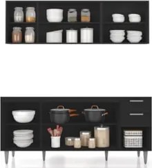 Armário de Cozinha CP10 Com Pia 180cm Pérola Z34 Preto      - Mpozenat