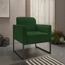 Kit Namoradeira e 1 Poltrona Decorativa Base Industrial Preta Maressa