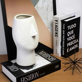 Vaso Decorativo Rosto Areia em Cerâmica 25,5x26 cm - D'Rossi