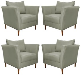Kit 4 Poltronas Decorativa Sala de Estar Pés Palito Lubbock Couro Fendi G58 - Gran Belo