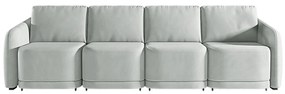 Sofá Cama Modulado Retrátil e Reclinável Decorativo Varsóvia 356cm Veludo Cinza G33 - Gran Belo