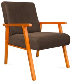 Kit 2 Poltronas Decorativas Alexa Braça de Madeira Suede Marrom - Sheep Estofados