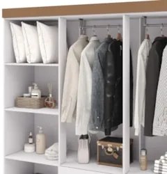Guarda Roupa Solteiro 154cm Com Espelho Mayra Branco Flex V02 - Mpozen