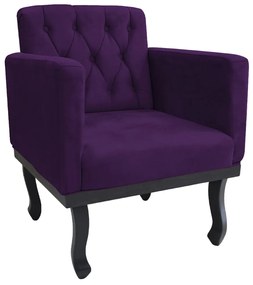 Poltrona Classic Pés Luís XV Suede Roxo - ADJ Decor