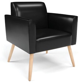 Sofá Namoradeira com Poltrona Pés Palito Natural Marisa Corano D03 - D'Rossi - Preto