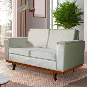 Sofá Dubai 2 Lugares Decorativo 1,50 M Sala Veludo Bege Luxo