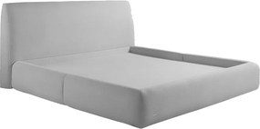 Cama com Cabeceira Pagani Queen Base no Chão Bouclê Cinza G92 - Gran Belo