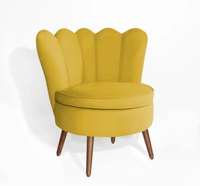 Poltrona Dália Decorativa Pés Palito Veludo Amarelo