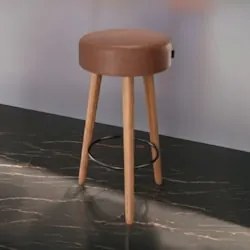 Banqueta Alta Estofada Pés Palito Hong Sintético Café S08 - Mpozenat