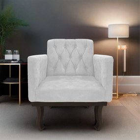 kit 02 Poltronas Classic Pés Luís XV Suede Branco - ADJ Decor