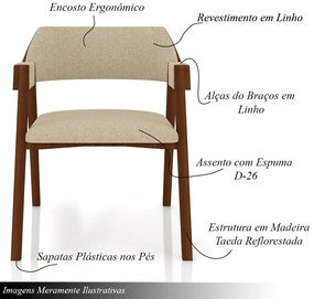 Cadeira Sala de Jantar e Jogos Carteados Poker Linho OffWhite/Imbuia G42 - Gran Belo 
