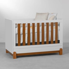 Berço Mini Cama Lotus - Branco e Savana - Berço Mini Cama Lotus - Branco Fosco e Savana