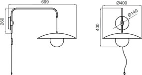 Arandela Zen 40X99,2X43,3Cm 1Xg9 Braço Haste E Cúpula Alumínio E Globo... (BT - Branco Texturizado)