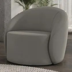 Poltrona Sala Decorativa Redonda 91cm Steve Suede Grafite I01  - Mpoze