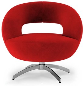 Poltrona Decorativa Base Giratória Topázio Veludo Vermelho - Sheep Estofados - Vermelho