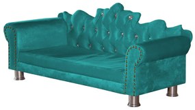 Mini Divã Sofá Realeza Cama Pet para Cães ou Gatos Elegante Suede Azul Tiffany
