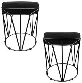 KIT 02 PUFF BABU SUEDE BASE PRETO DROSSI - Preto