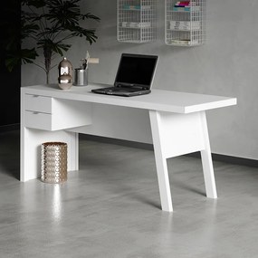 Mesa com 2 Gavetas para Escritório Home Office ME4122 MDP Branco G69 - Gran Belo