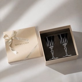 Kit 2 Taças de Cristal Lapidado 66 P/ Licor c/ Caixa de Presente - Preto  Preto