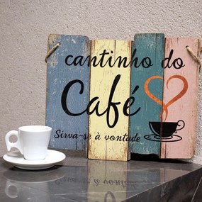 Quadro Decorativo de Madeira Cantinho do Café 25,5x30x1,5 cm - D'Rossi