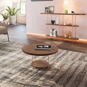 Conjunto Mesa Centro Sky Tampo MDF Aparador Inifnity Pés em Aço Castanho G26 - Hb Móveis