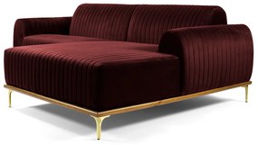Sofá 3 Lugares Lisboa D07 com Chaise Direita 230cm Veludo Bordô - D'Rossi