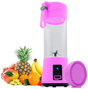 Mini Liquidificador Portátil Processador Squeeze Recarregável Rosa