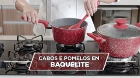 Conjunto com 4 Panelas de Titânio Red 5mm + 3 Tampas de vidro